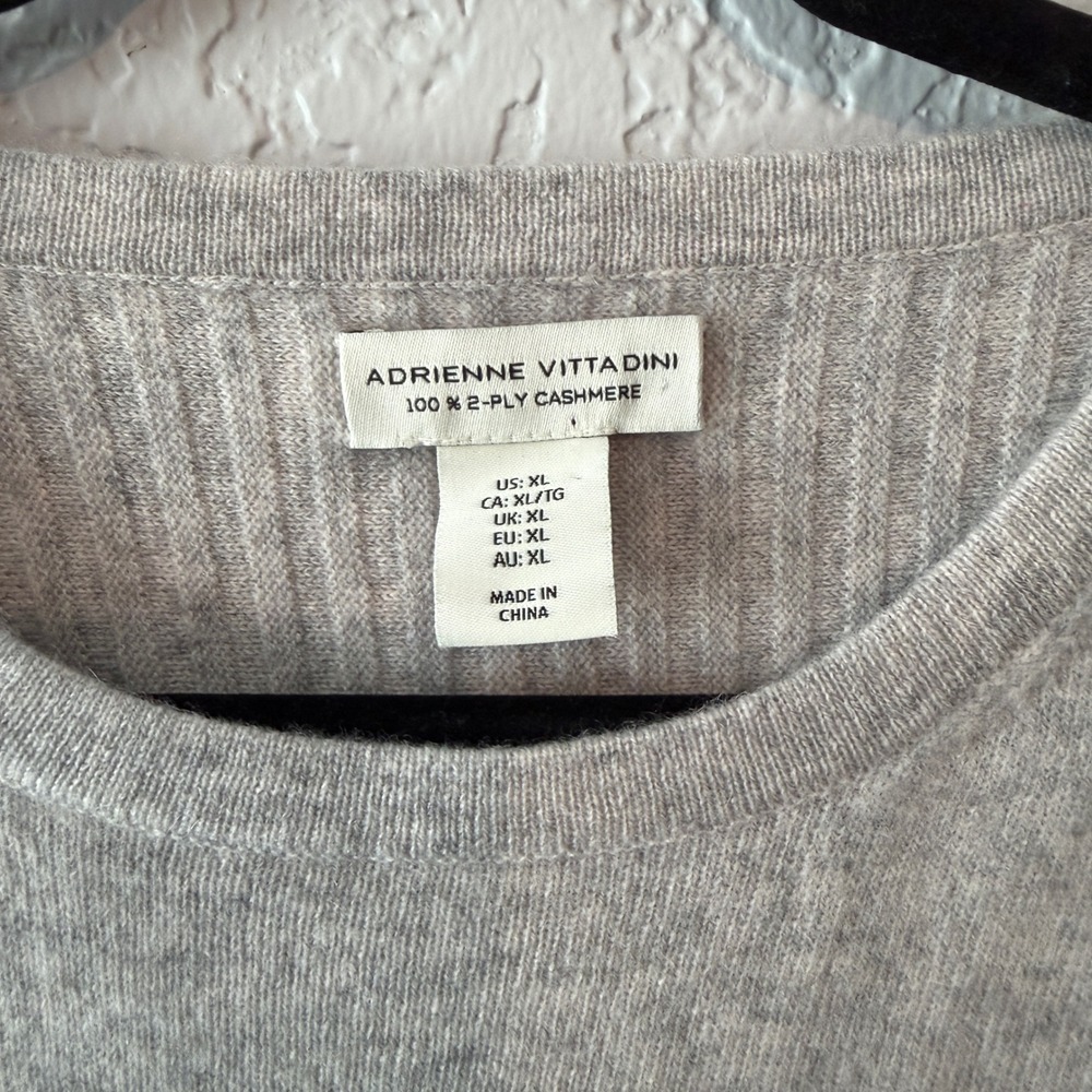 Adrienne Vittadini Cashmere Crewneck Sweater XL Quiet Luxury Minimalist Oatmeal - Picture 4 of 5